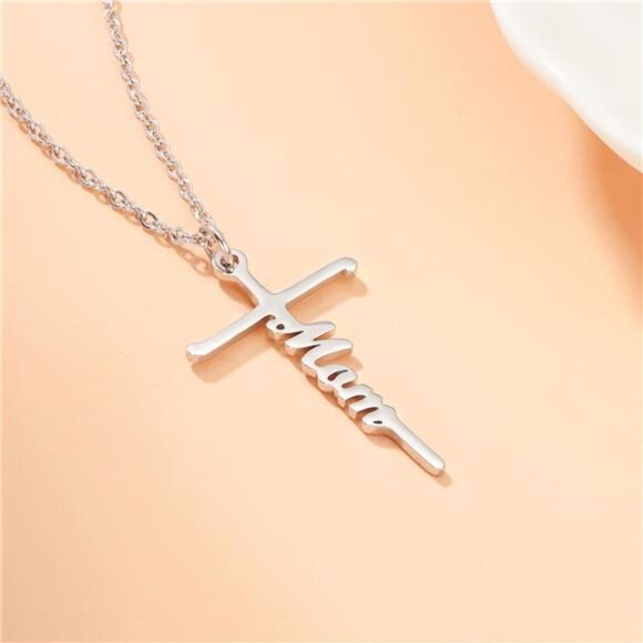 Silver Faith Cross Pendant Necklace‎ for Women Religious Christian Jewelry - Picture 4 of 5